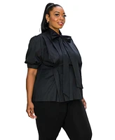 L I V D Plus Size Ashlyn Ribbon Blouse
