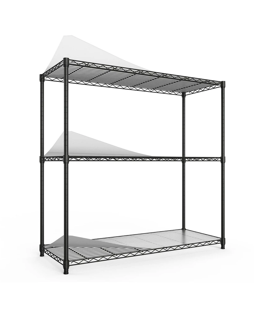 3 Tier Wire Shelving Unit, 1050 Lbs Nsf Height Adjustable Metal Garage Storage Shelves, Heavy Duty Storage Wire Rack Metal Shelves