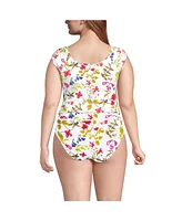 Lands' End Plus Ruched Cap Sleeve Midkini Top