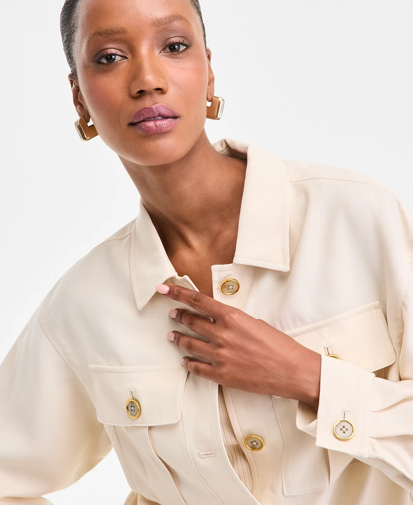 I.n.c. International Concepts Women's Tie-Front Safari Blouse, Exclusively at Macy's