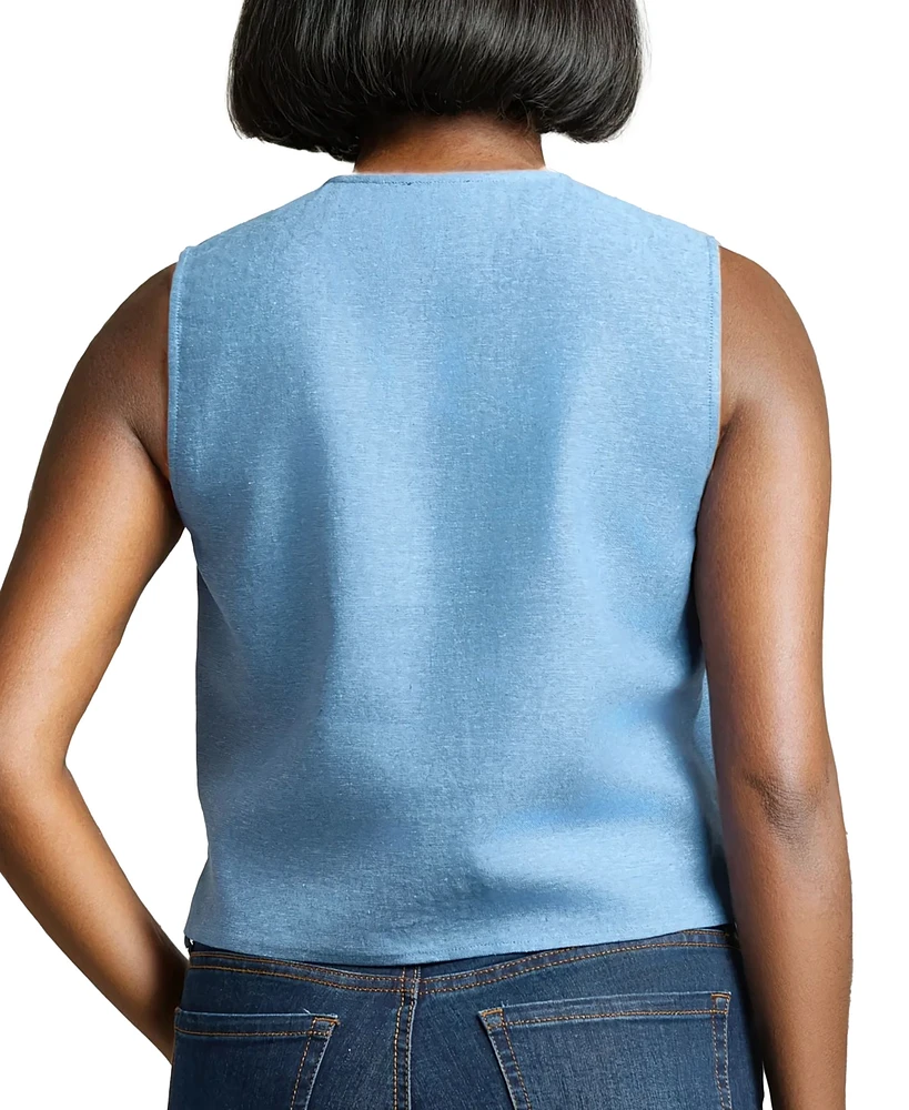 Jones New York Women's Sleeveless Button-Front Vest