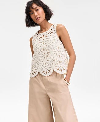 On 34th Women's Sequin Crochet Scallop-Hem Tank, Exclusively at Macy's