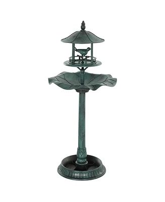 Outsunny 3-in-1 Outdoor Pedestal Bird Bath Feeder Planter Decor -