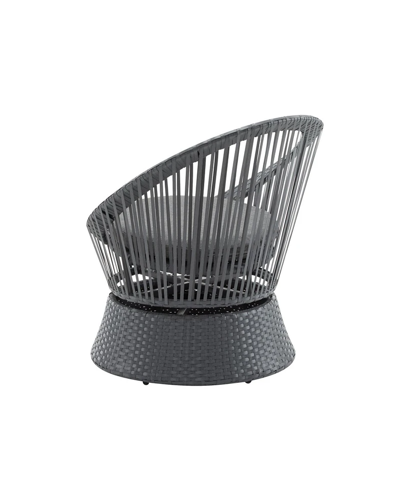 Gray swivel wicker lounge chairs (set of 2), Modern, rattan/iron frame