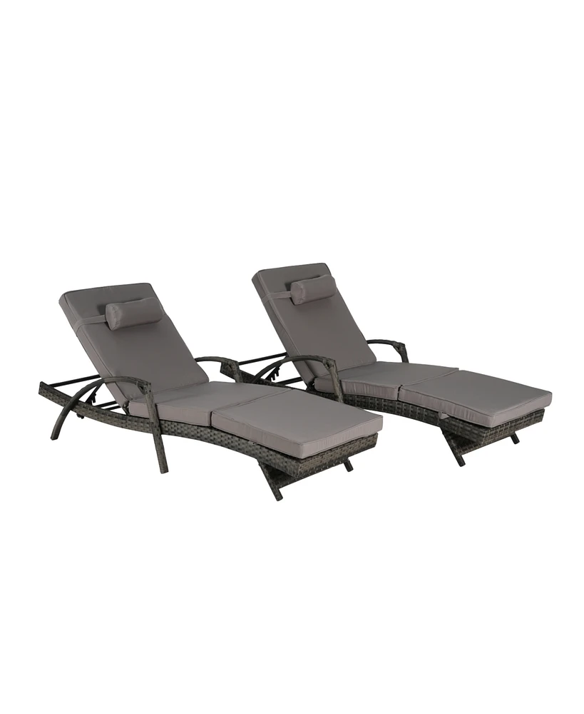 Outdoor Wicker Reclining Lounge Chair Set, Cushioned, 150° Recline
