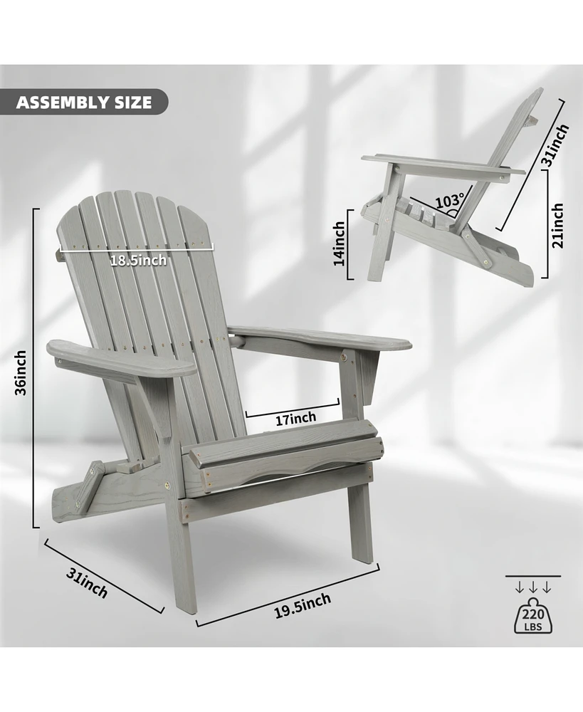 2 Wooden Folding Adirondack Chairs
