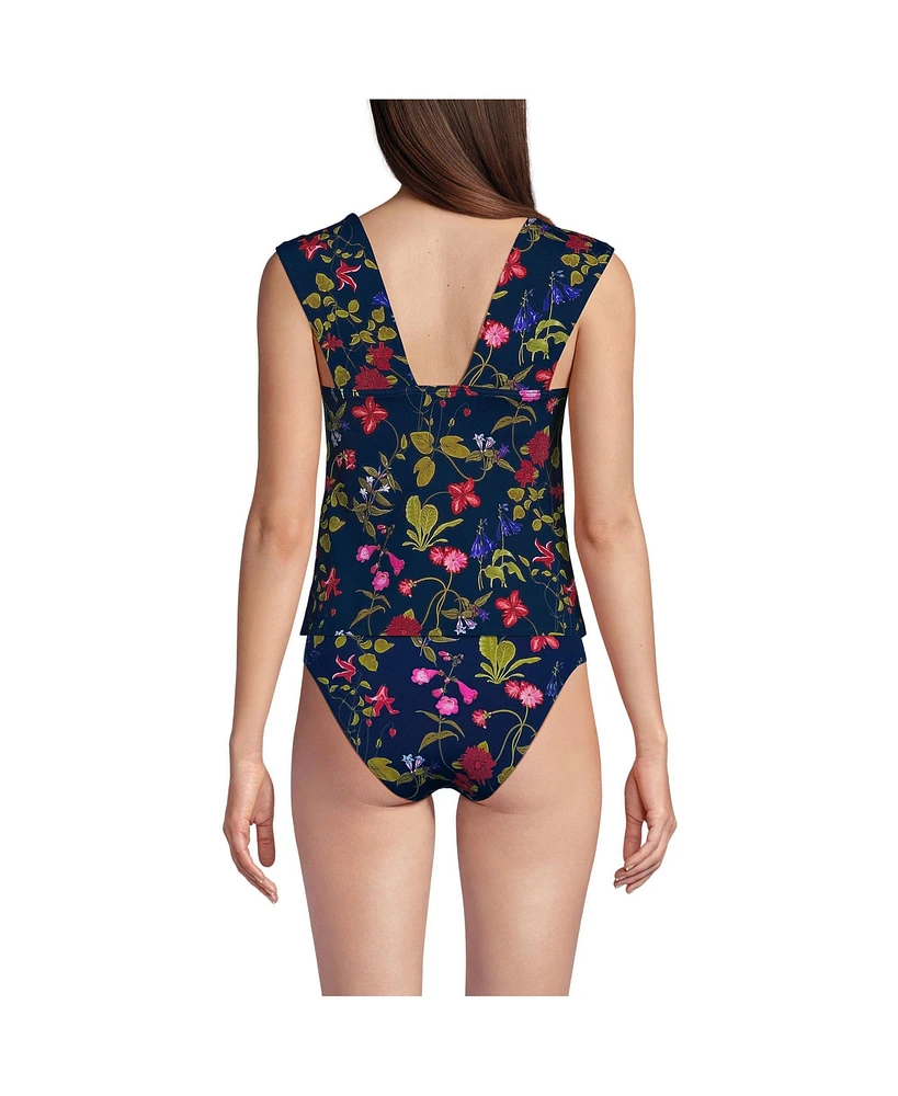 Lands' End Petite Square Neck Underwire Tankini Top