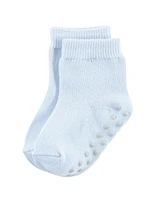Touched by Nature Baby Boys Organic Cotton Socks with Non-Skid Gripper for Fall Resistance, Blue Black, 6-12 Months