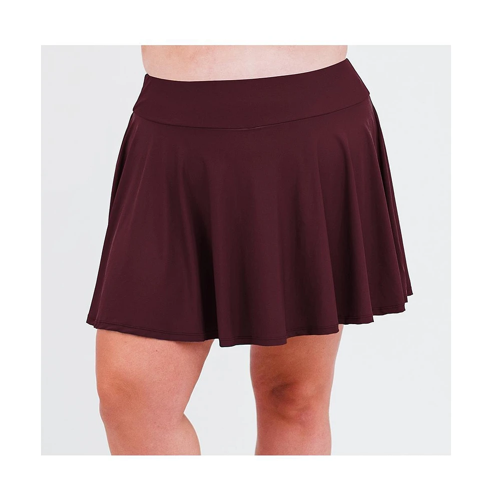 Calypsa Women's Plus Flowy Swim Skirt With Attached Shorts