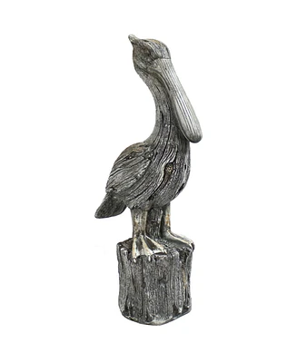 Outdoor Polystone Nautical Pelican's Perch Garden Patio Lawn Landscape Statue - 22" - Gray