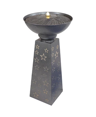 Starry Sky Galvanized Iron Bird Bath Fountain with Led Lights - 31.25" H