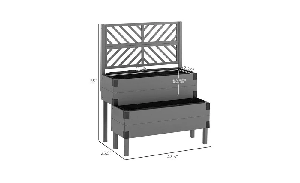 Weatherproof Wooden Planter Box with Integrated Flower Shelf