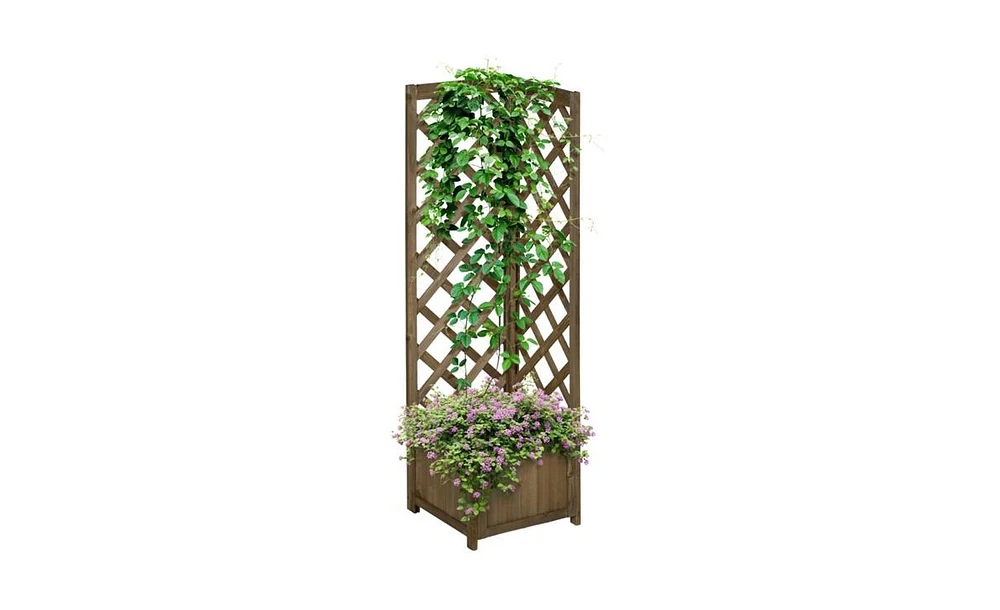 Wooden Planter Shelf with Storage for Flowers and Decor