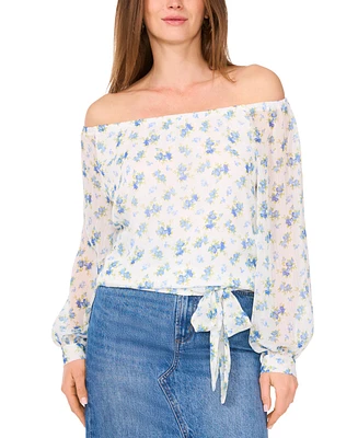 Vince Camuto Women's Floral Off-The-Shoulder Long-Sleeve Tie-Front Blouse