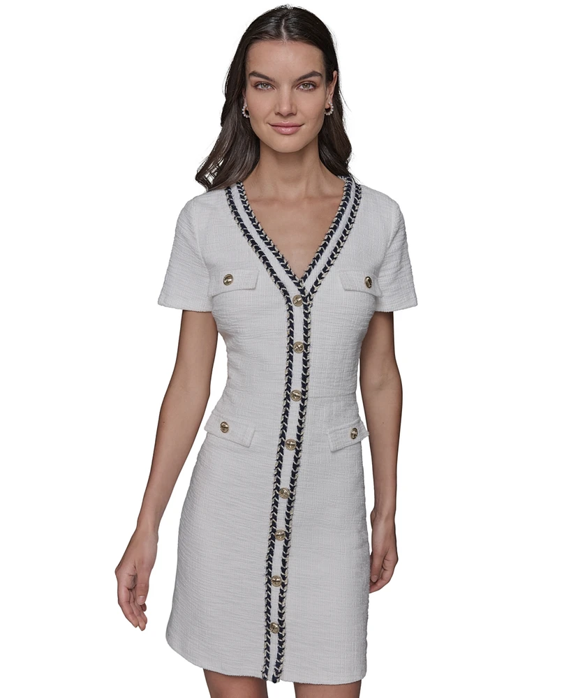Karl Lagerfeld Paris Women's Tweed Rope-Trim Dress