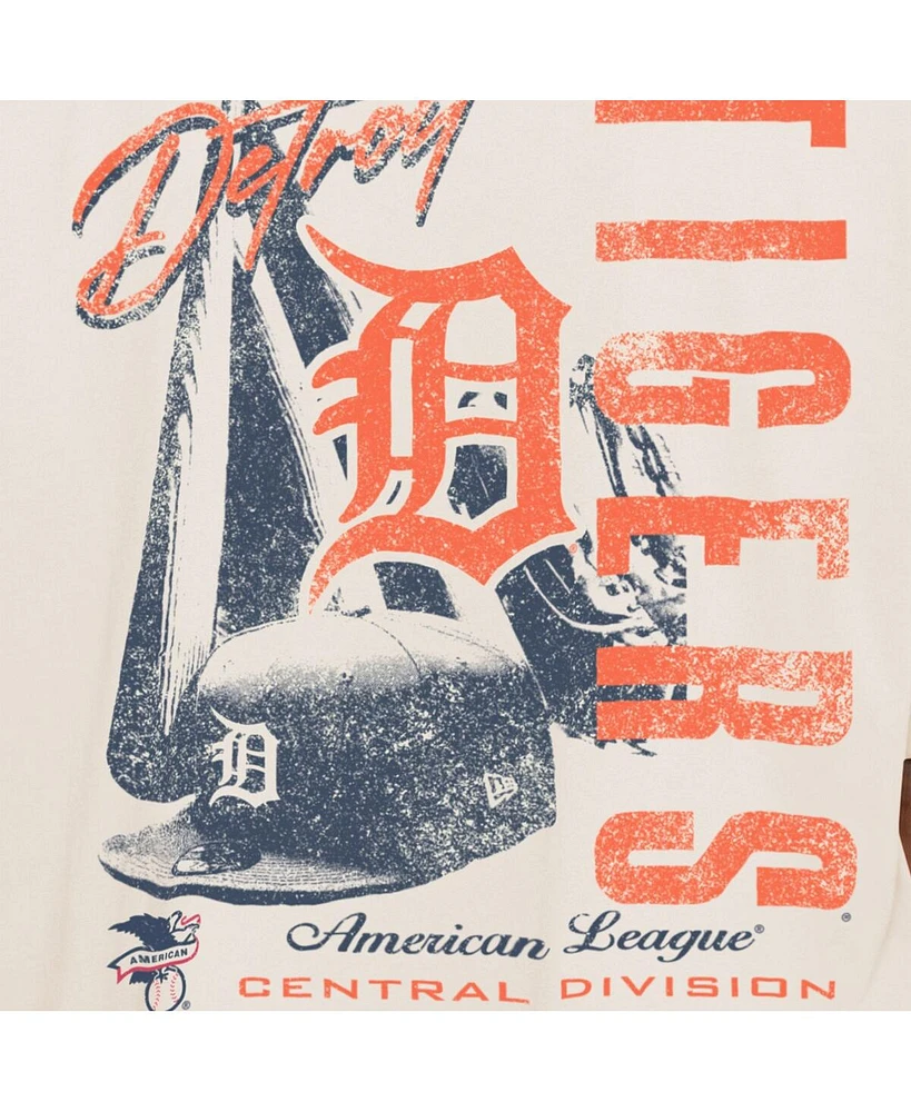 New Era Men's Cream Detroit Tigers Cooperstown Collection Oversized Throwback Distressed T-Shirt