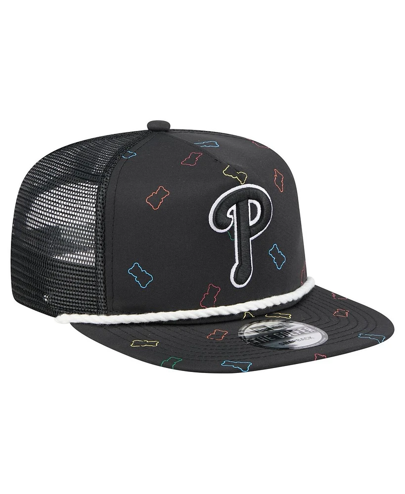 New Era Men's Black Philadelphia Phillies Gummy Golfer Trucker Adjustable Hat