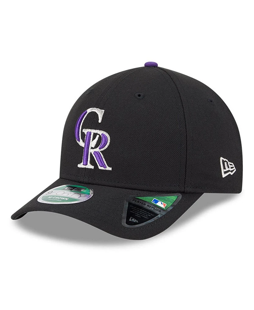New Era Men's Black/ Colorado Rockies Player Replica 9FORTY Adjustable Hat