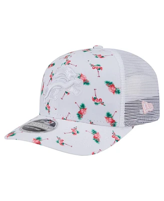 New Era Men's White Detroit Lions Adventure Flamingo Pattern 9SEVENTY Stretch-Snap Hat