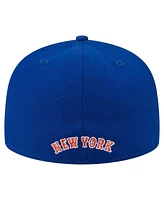 New Era Men's Royal New York Mets Overlap 59FIFTY Fitted Hat