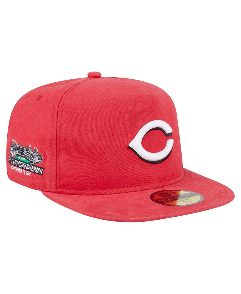 New Era Men's Red Cincinnati Reds Championship Side Flag A-Frame 59FIFTY Fitted Hat