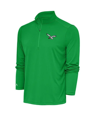 Antigua Men's Kelly Green Philadelphia Eagles Throwback Logo Tribute Quarter-Zip Pullover Top
