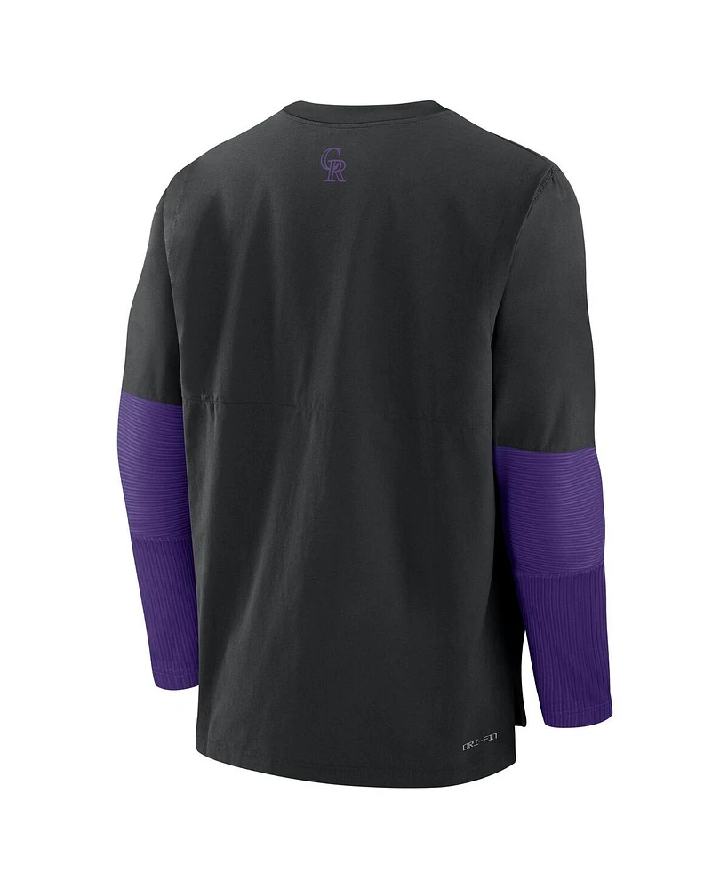 Nike Men's Black/Purple Colorado Rockies Authentic Collection Player Lightweight Performance Long Sleeve Top