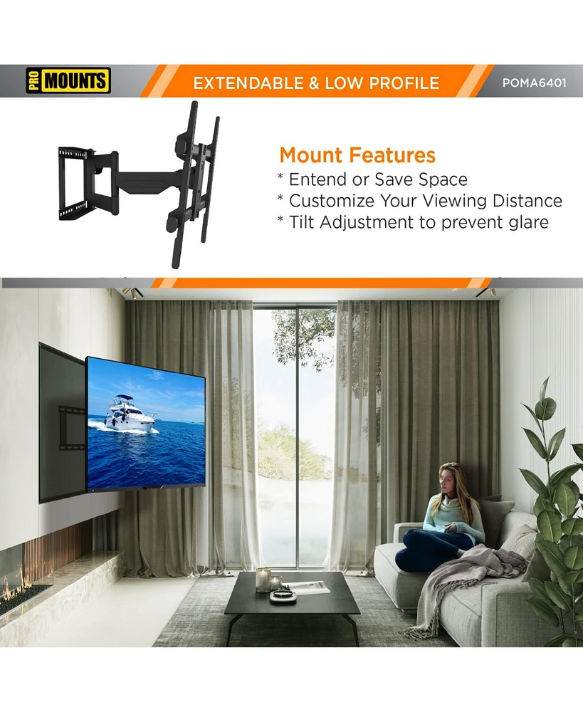ProMounts Full Motion Indoor and Outdoor Tv Wall Mount For Tvs 32"