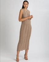 Pietro Brunelli Maternity Maternity Sleeveless Crochet Knit Fitted Maxi Hibiscus Dress