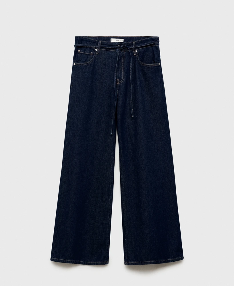 Mango Women's Low-Rise Wide Leg Jeans