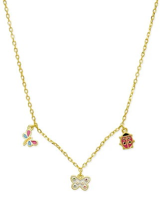 Lily Nily Girls Enamel Multi Charms Necklace in 18K Gold over Sterling Silver