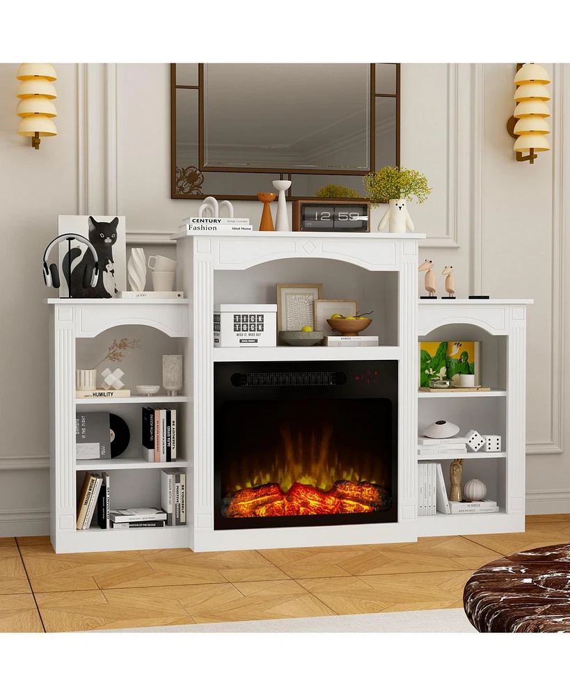 23" electric fireplace, recessed fireplace, 1500 watts, white Tv cabinet with seven storage compartments