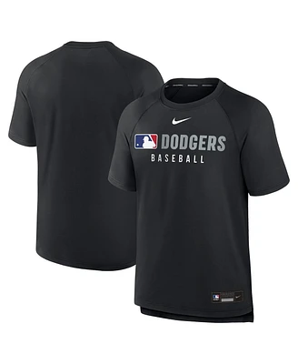 Nike Men's Black Los Angeles Dodgers Authentic Collection Pregame Raglan Performance T-Shirt