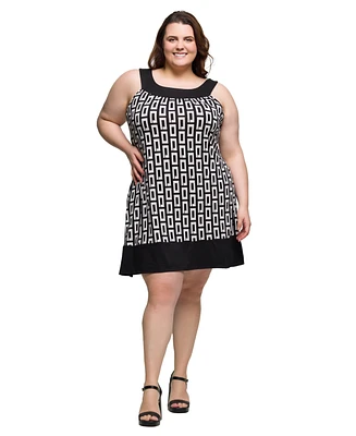 24seven Comfort Apparel Plus Scoop Neck Sleeveless Knee Length Dress