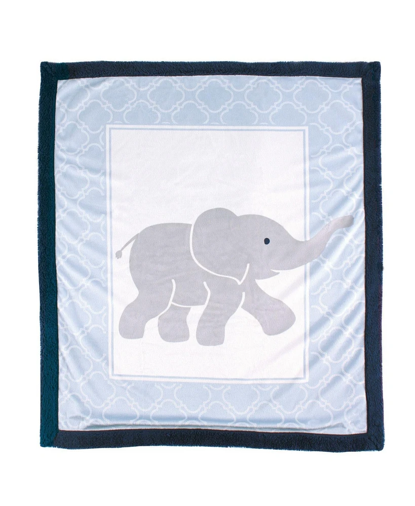 Luvable Friends Baby Boy Plush Blanket with Faux Shearling Back, Elephant, One Size