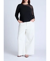 Eloquii Women's Mesh Combo Long Sleeve Top