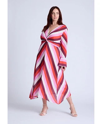 Eloquii Women's Twist Bodice Stripe Midi Dress