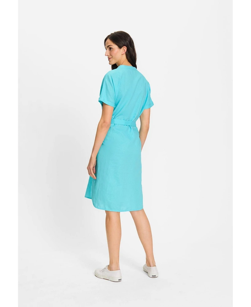 Olsen Women's Linen Blend Tunic Shirt Dress