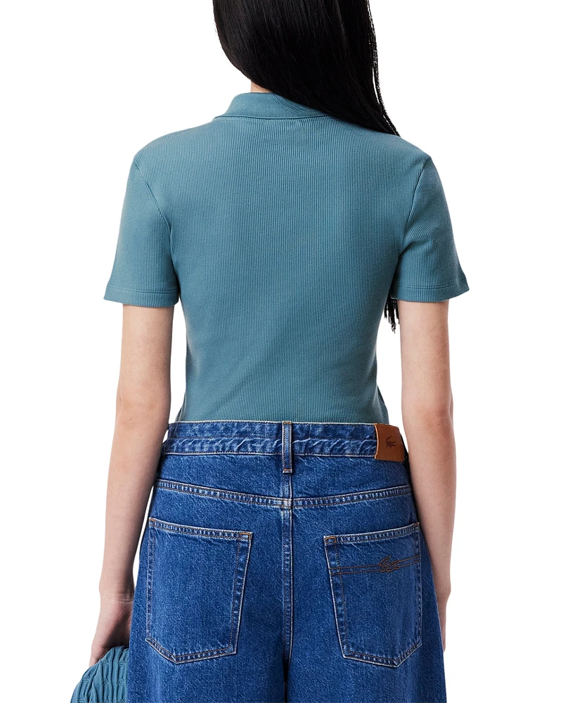 Lacoste Usa Women's Cotton Slim-Fit Short-Sleeve Polo Tee