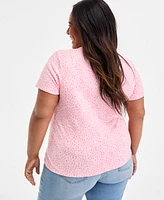 Style & Co Plus Printed Henley Short-Sleeve Top