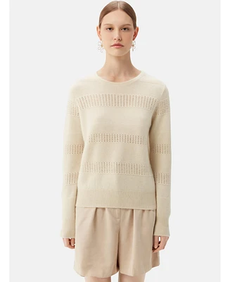 Gobi Cashmere Women's Mixed Pattern Cashmere Crewneck Sweater