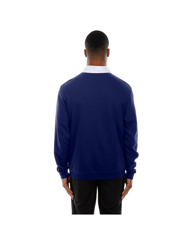 New Era Men's Dark Blue Los Angeles Dodgers Throwback Prep Color Block Rugby Polo Shirt