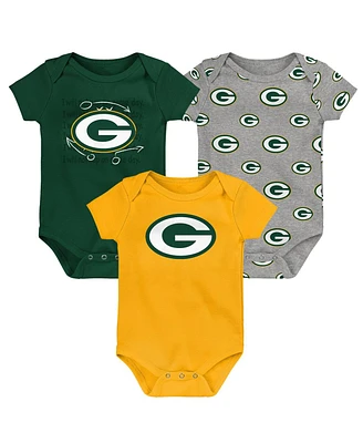 Outerstuff Baby Boys and Girls Green Bay Packers Team Starter Bodysuit, Set of 3