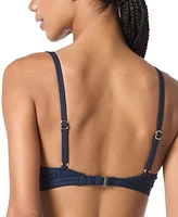 Michael Kors Women's Ribbed Hardware V-Neck Bikini Top
