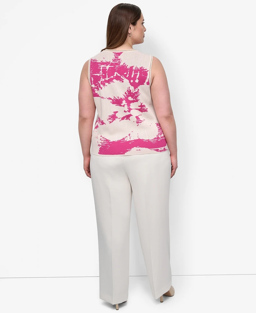 Dkny Plus Printed Sleeveless Knit Top