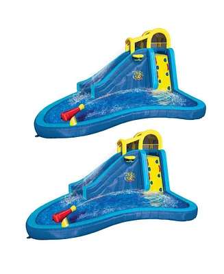 Banzai Inflatable Big Blast Splash Slide Lagoon Pool Outdoor Water Park (2 Pack)