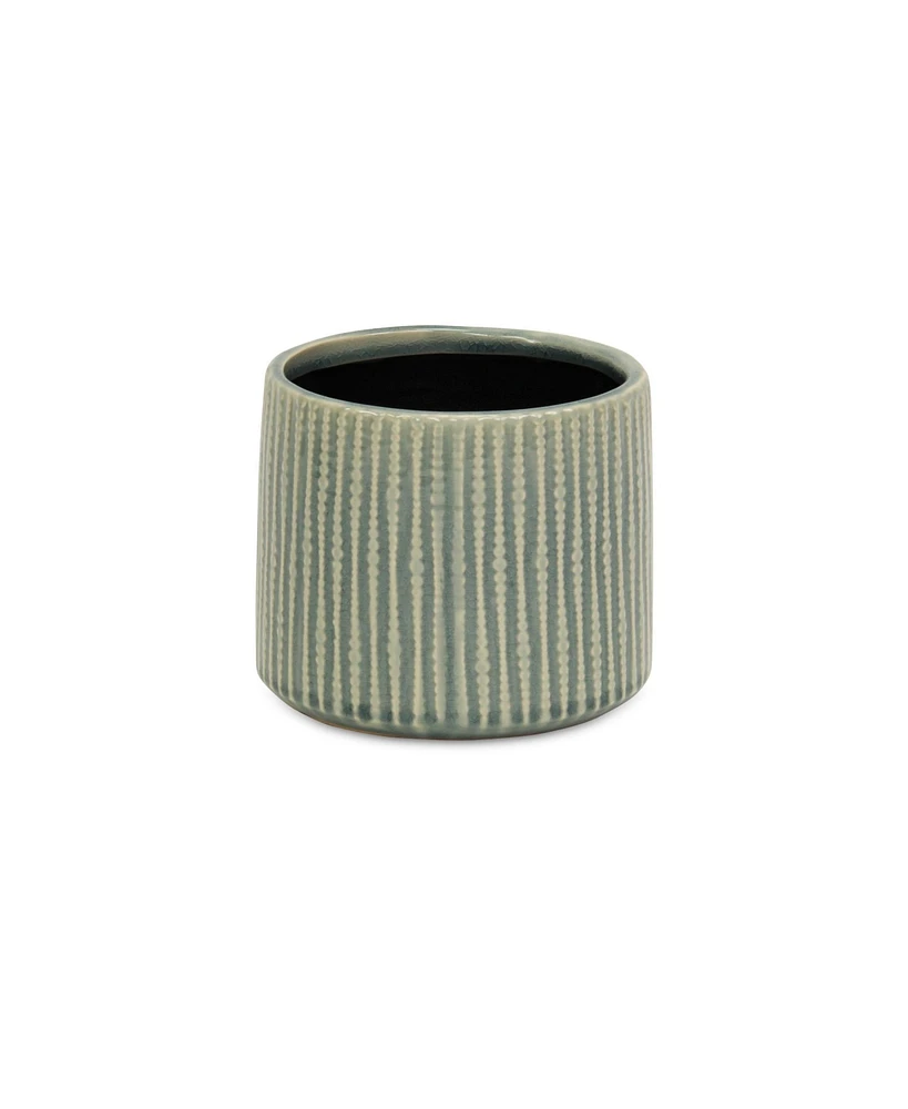 Striped Ceramic Round Planter – Versatile Pot for Indoor & Outdoor Spaces