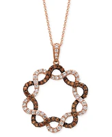 Le Vian Chocolatier Chocolate Diamond & Vanilla Diamond Intertwined Star Adjustable 20" Pendant Neckalce (1-1/3 ct. t.w.) in 14k Rose Gold