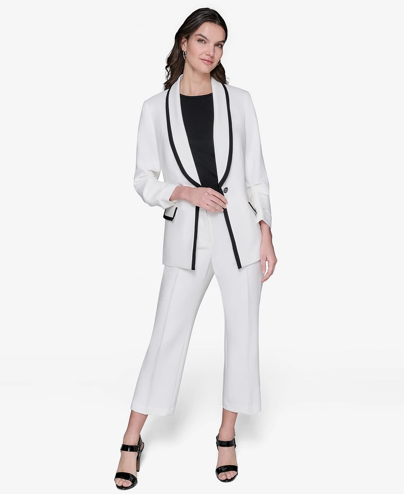 Karl Lagerfeld Paris Women's Contrast-Trim One-Button Blazer