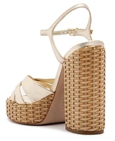Schutz Women's Keefa High Straw Round Toe Sandals